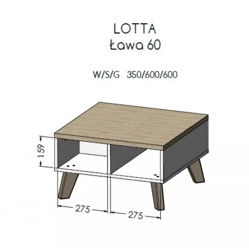 Cama LOTTA 60 Couchtisch weiß/Sonoma-Eiche