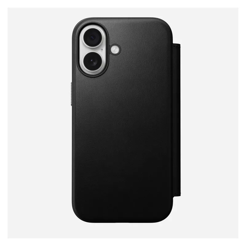 Folio-Handyhülle Nomad Modern Leather Folio für Apple, geeignet für Bildschirme bis 16 cm (6,3 Zoll), Schwarz