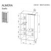 Kleiderschrank Cama Meble ALMERA Cama 5 90x52x185 cm, Walnuss-Rahmen, Kaschmir-Türen, 6 Einlegeböden