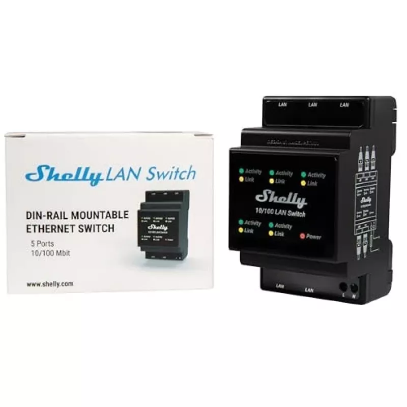 Shelly LAN Switch intelligenter Schalter, schwarz, 110-240 V AC, 1 W