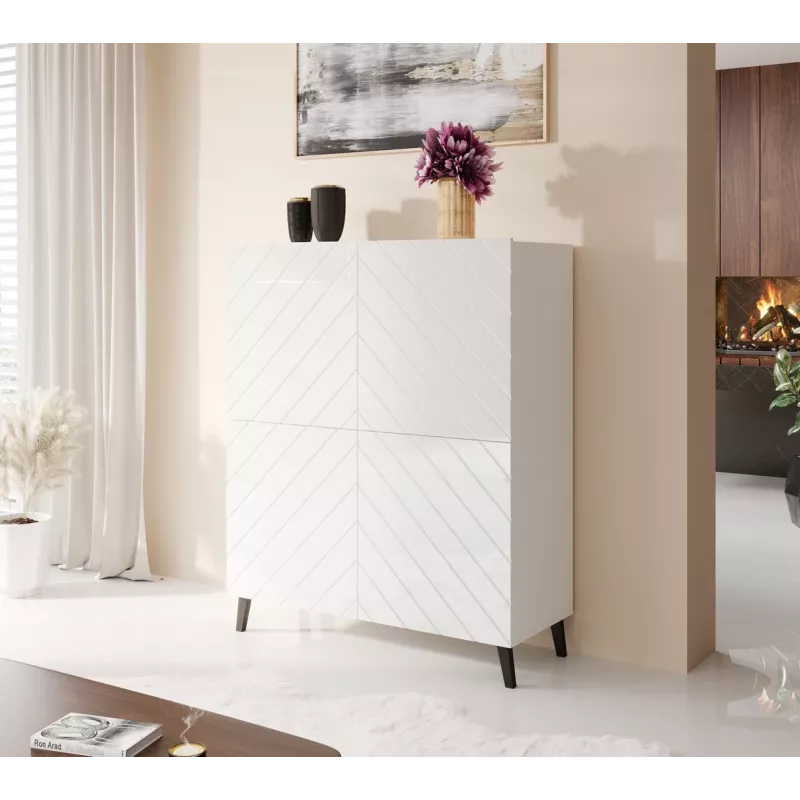 Regal cama meble ABETO 100,5 x 40 x 121,5 cm weiß/glanzweiß, bodenstehender Wandschrank