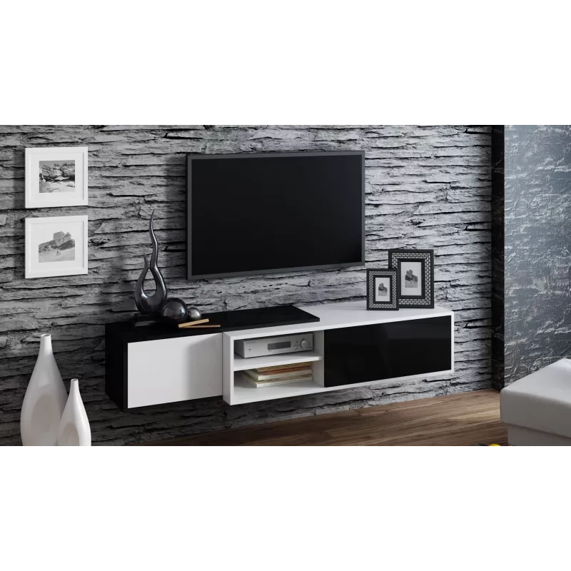 Cama TV-Schrank SIGMA1 180 weiß/schwarz glänzend