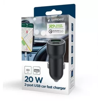 Gembird Kfz-Netzadapter - USB Typ-A & C PD - 20W