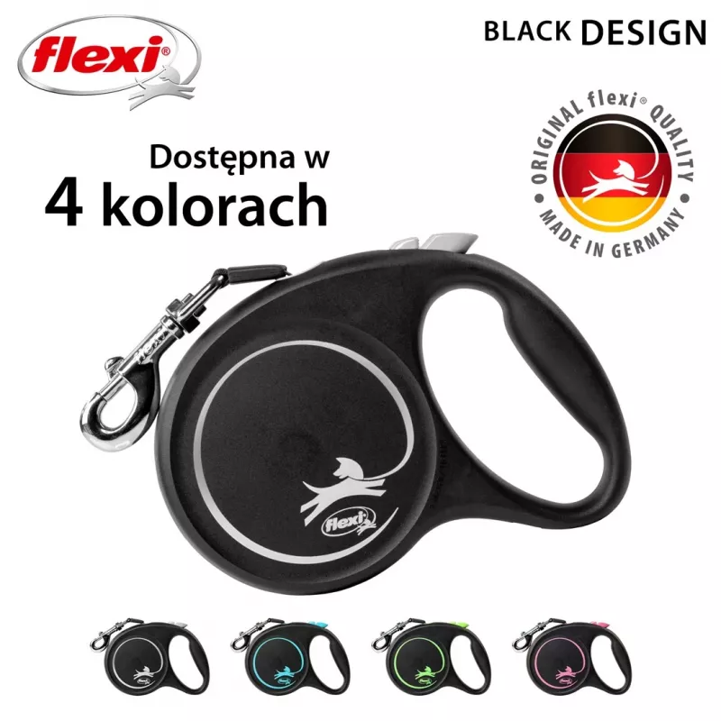 Flexi Black Design L 5 m Hundeleine mit Rollmechanismus