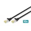 DIGITUS CAT 6A S/FTP Patchkabel DK-1644-A-0025-BL-10, 0,25 m, Schwarz, 10 Stück