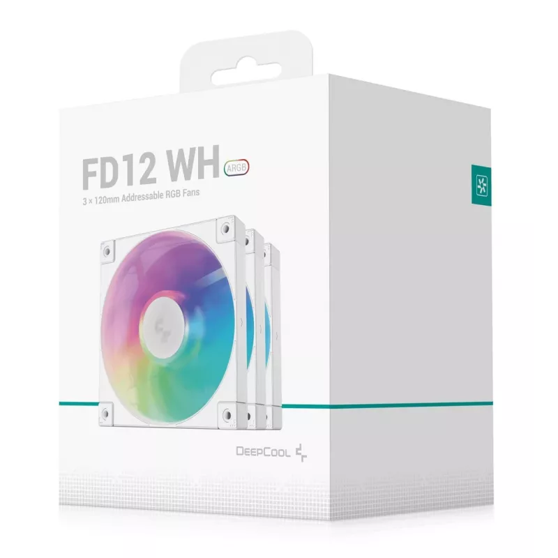DeepCool FD12 ARGB WH R-FD12-WHAPN3-G Gehäuselüfter, 120 mm, 3er-Pack, weiß