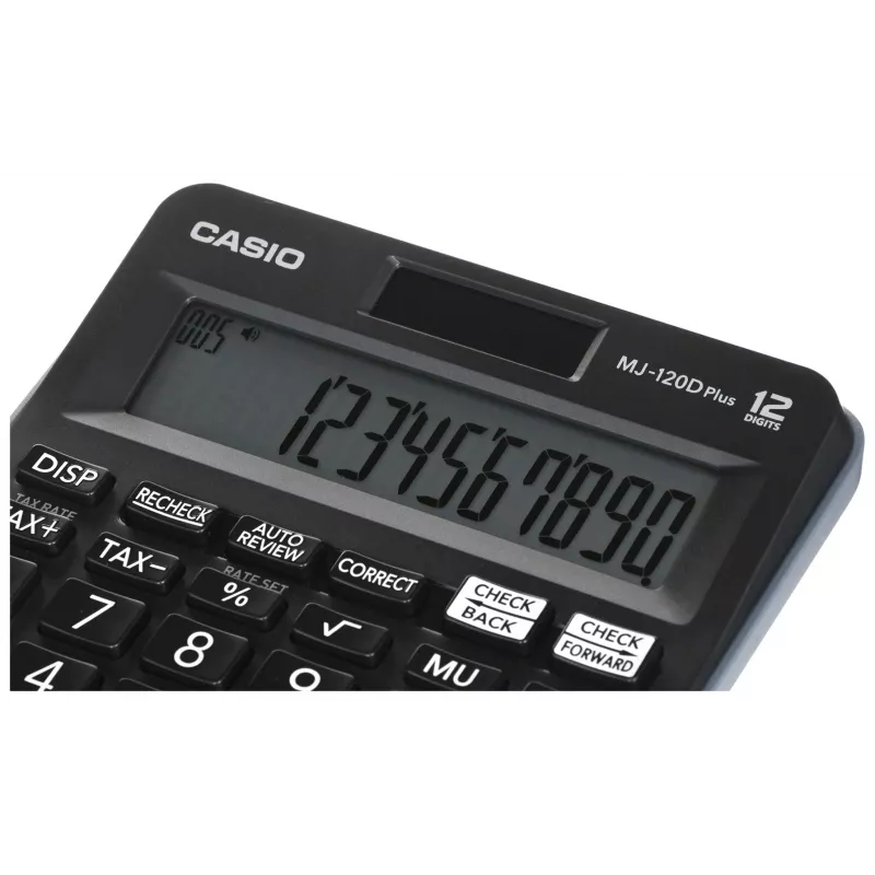 Casio MJ-120D Plus Tischrechner, 12-stellig, Batterie/Solar, Schwarz