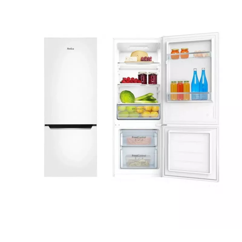 Amica FK244.4(E) freistehende Kühl-Gefrier-Kombination, Gefrierfach unten, 153 l Kühlteil, 52 l Gefrierteil, FrostControl, Energieklasse E