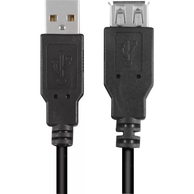 USB 2.0 Verlängerungskabel, USB-A Stecker > USB-A Buchse schwarz, 1,0 Meter, doppelt geschirmt