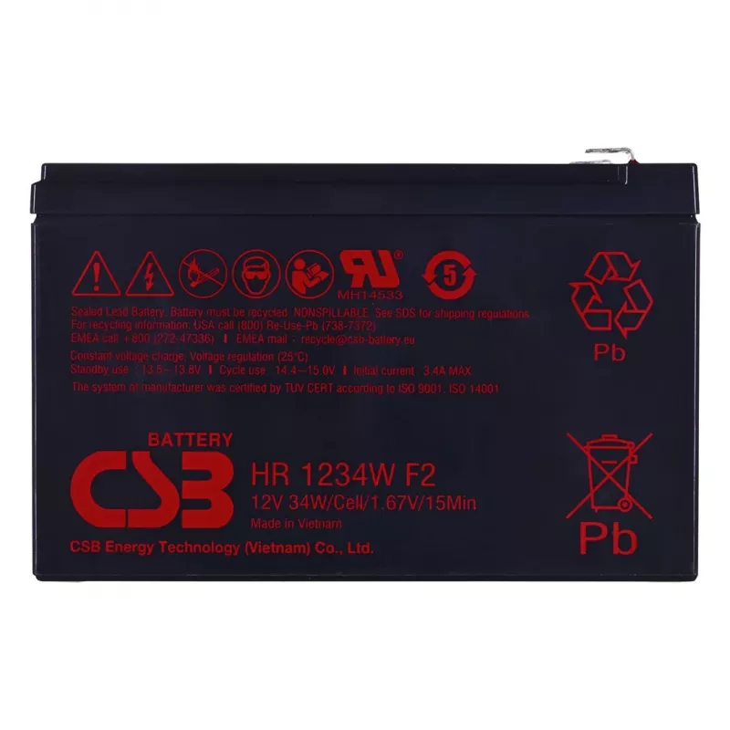 Verschlossene Blei-Säure-Batterie csb Batterie HR1234WF2 12V 9Ah für USV und Notstrom