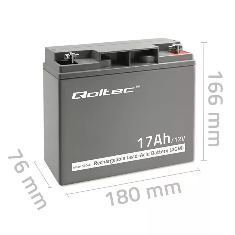Qoltec 53046 AGM-Akku 12 V 17 Ah, max. 255 A