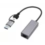 Gembird A-USB3AC-LAN-01 USB 3.1 + Type-C Gigabit-Netzwerkadapter, 1x RJ-45, 10/100/1000 Mbit/s, Metallgehäuse, Space Grau