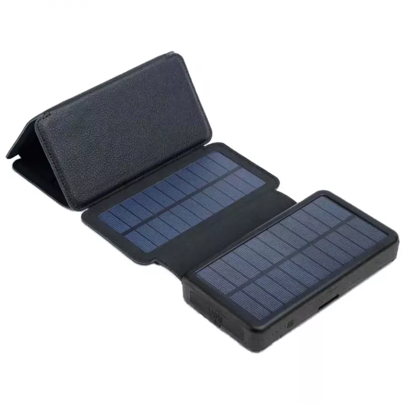 PowerNeed ES20000B faltbares Solarpanel mit Powerbank, 9 W, 20000 mAh, Li-Poly, 2x USB 2 A, Schwarz