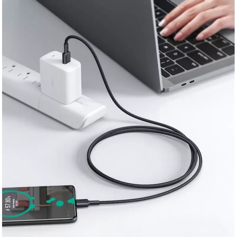 Aukey CB-CD45 USB-C-auf-USB-C-Kabel, Quick Charge, 0,9 m, schwarz