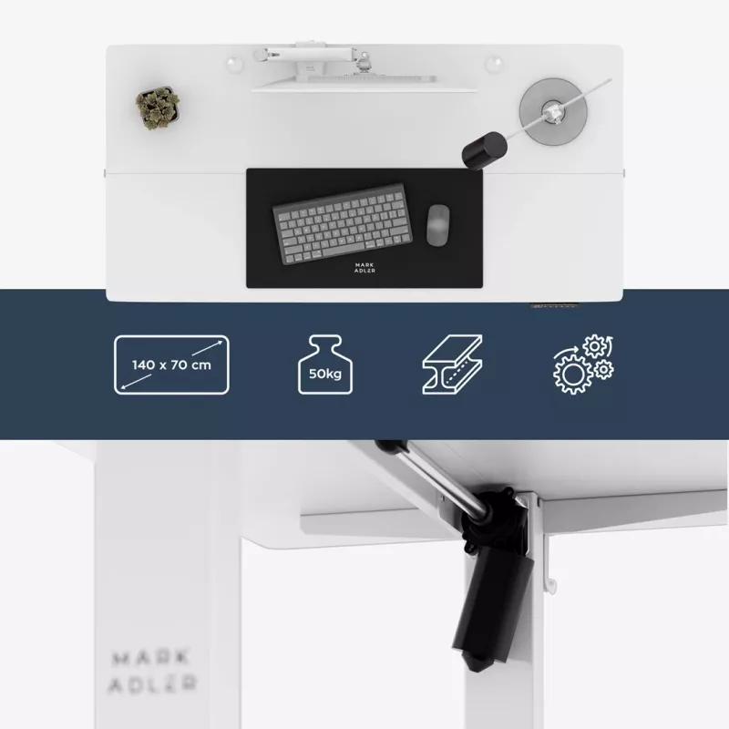 Schreibtisch mark adler Leader 7.3 Weiß — höhenverstellbare ergonomische Workstation