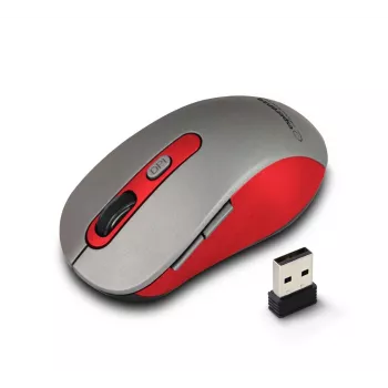 Kabellose optische Maus ESPERANZA EM131R 2,4 GHz, 1600 DPI, beidhändig, Nano-USB-Empfänger, 6 Tasten, grau