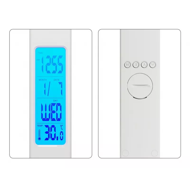 Media-Tech MT222 Leditou LED-Schreibtischlampe mit 15-W-Qi-Ladestation, Uhr, Wecker, Thermometer, weiß
