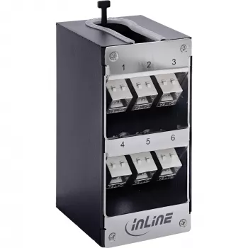 InLine 76203O Keystone Patchpanel, 6-Port Cat.6A, Wand-/DIN-Schienenmontage