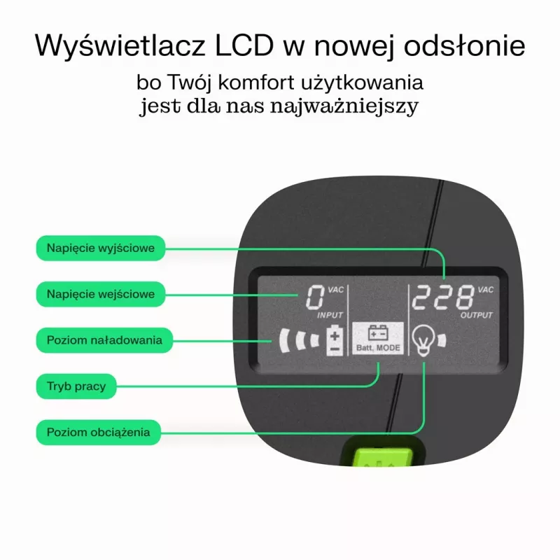 Green Cell USV (unterbrechungsfreie Stromversorgung) Line-Interactive 0,85 kVA 480 W 2 AC-Ausgänge