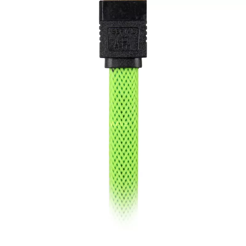 Sharkoon SATA-III-Kabel 90° mit Sleeve, 0,3 m, Grün