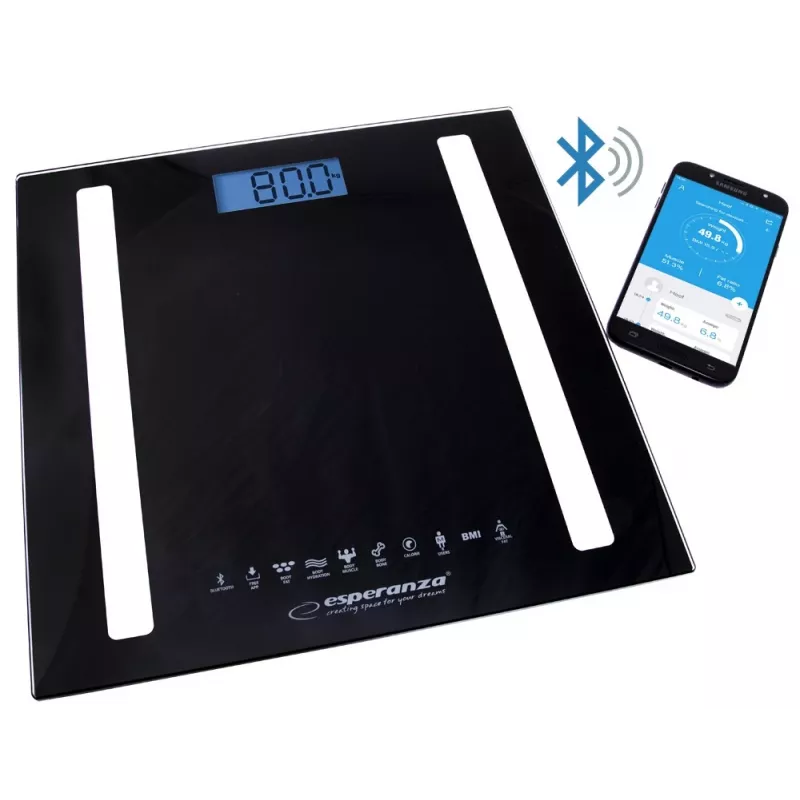 Esperanza EBS016K Personenwaage Elektronische Personenwaage Quadratisch Schwarz