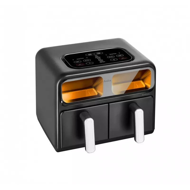 Amica AFM 7020 Doppel-Heißluftfritteuse, 8 L, 2400 W, Schwarz