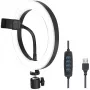 LogiLink AA0151 LED-Ringlicht für Smartphones, Ø 200 mm, 3 Farbmodi, dimmbar, 1/4-Zoll-Stativgewinde, mit Smartphone-Halterung, USB, 1,8 m Kabel, schwarz