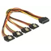 Delock 60157 SATA-Stromverlängerungskabel, SATA 15-polig (St) mit Einrastfunktion auf 4x SATA 15-polig (Bu), 0,3 m, schwarz/gelb/rot/orange