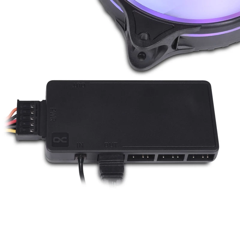 Alphacool Core 25669 11x 3-Pin DRGB Splitter mit SATA-Stromanschluss, schwarz