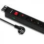 Qoltec 53993 19-Zoll-1U-Rack-PDU mit Überspannungsschutz, 6x Schuko, 16 A, 2 m, Schwarz
