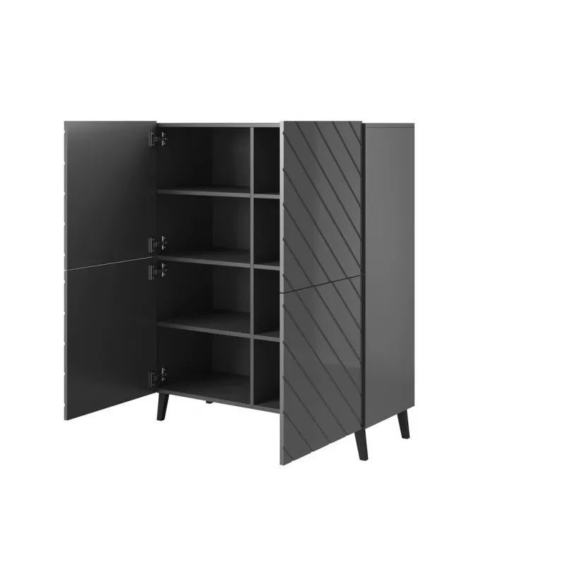 Shelving unit ABETO 100.5 x 40 x 121.5 cm Graphit/glänzend Graphit