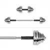 Verstellbares Kurzhantelset aus Gusseisen mit Chrom-Finish 30 kg im Koffer mit Langhantelgriff von Rebel Active