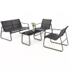 Extralink BLACK FOREST GARTENMÖBEL-SET TEXTILEN ZWEI STÜHLE + LIEGE + KLAPPTISCH SCHWARZ L-0358 Outdoor-Möbelset