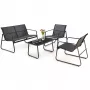 Extralink BLACK FOREST GARTENMÖBEL-SET TEXTILEN ZWEI STÜHLE + LIEGE + KLAPPTISCH SCHWARZ L-0358 Outdoor-Möbelset