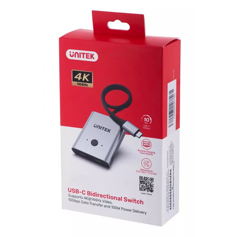 Unitek D1078A bidirektionaler USB-C 4K Umschalter, 2 auf 1