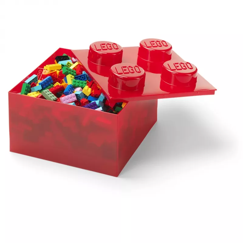 LEGO Storage Brick 4 Aufbewahrungsbox mit Deckel, rot transparent