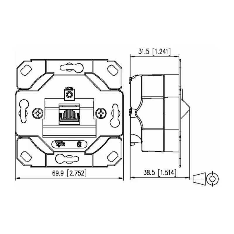 Metz Connect E-DAT C6A 2-Port Unterputz-Datendose, 130C381200-I