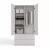 Top E Shop SZAFA MALWA B Schlafzimmer-Kleiderschrank, 5 Einlegeböden, 2 Türen, weiß