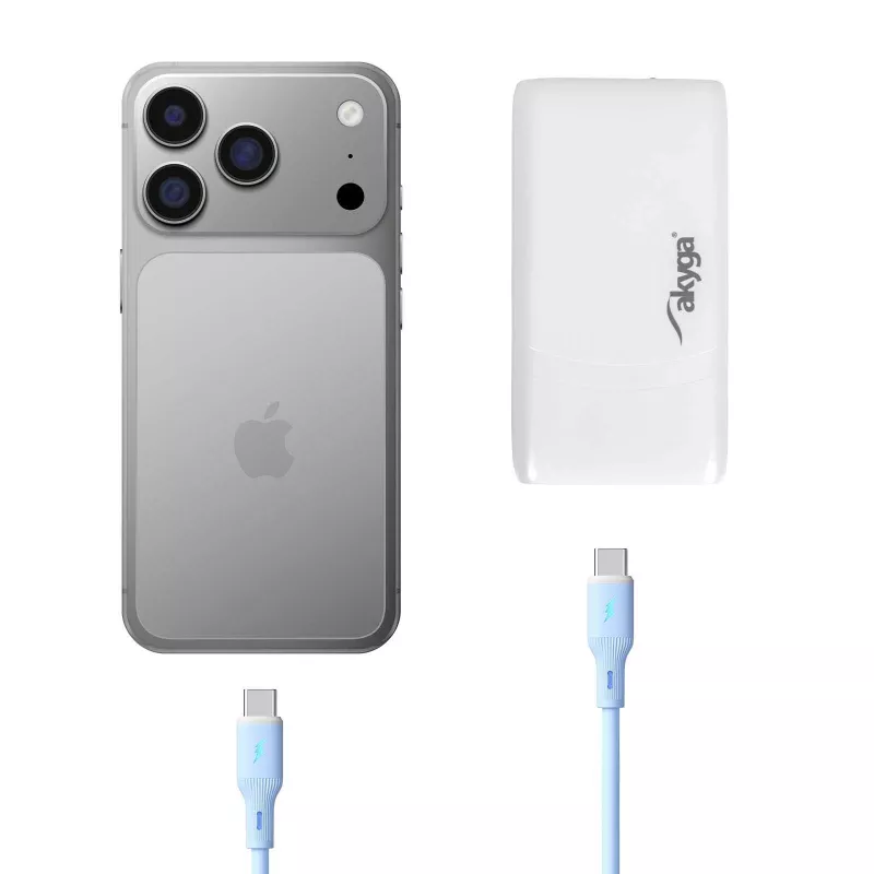 Akyga AK-CH-31 flaches GaN-USB-Ladegerät 65 W, USB-C PD + USB-A, Weiß
