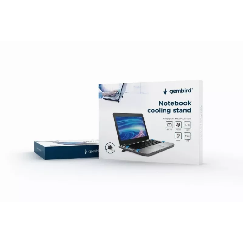 Gembird NBS-1F15-04 Notebook-Kühlständer mit 12-cm-Lüfter, bis 15 Zoll, schwarz