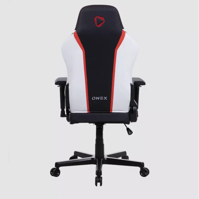 Gaming-Stuhl Onex FX8 — ergonomischer Sitz mit Formschaum, höhenverstellbar und neigbar, schwarz/rot/weiß