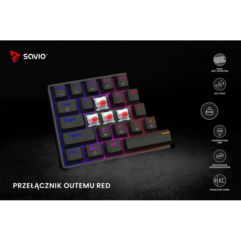 SAVIO BLACKOUT X2 Mechanische Tastatur OUTEMU Red, Hot Swap