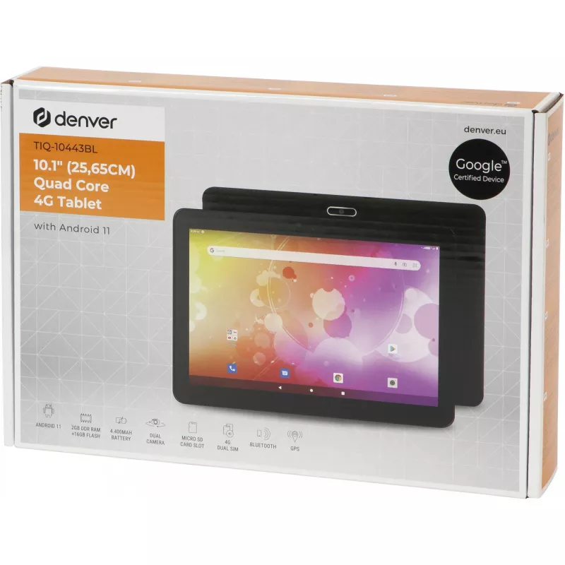 Denver TIQ-10443BL Tablet, 25,6 cm (10,1 Zoll), Spreadtrum, 2 GB RAM, 16 GB, 4G LTE, Wi-Fi 4 (802.11n), Android 11, Schwarz