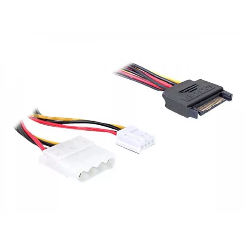 DeLOCK 65227 Y-Stromkabel SATA 15-Pin auf 4-Pin Molex + Floppy, 30 cm