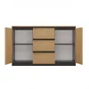 Kommode Topeshop 2D3S ANT/ART BA KPL — anthrazit und eiche, 3 Schubladen, Spanplattengestell