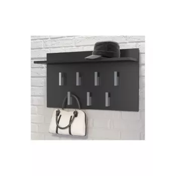 Wandgarderobe Top E Shop WIESZAK 2F CZERŃ MAT — Spanplatte, 7 Haken, 700×200×400 mm, schwarz