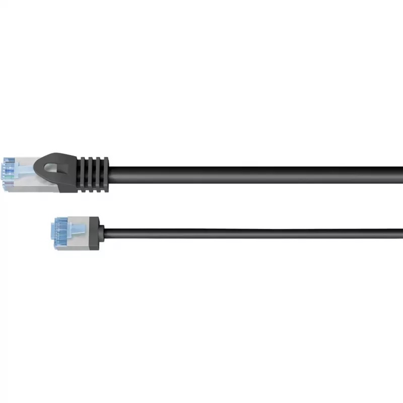Goobay Ultra-Flexibles CAT 6A Patchkabel schlank U/FTP Schwarz – extra-kurzer Stecker (74320)
