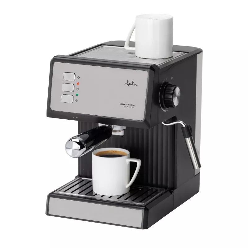 Jata JECA2525 Espressomaschine, 20 bar, 850 W, 1,8 l Wassertank, Dampfrohr, Schwarz / Edelstahl