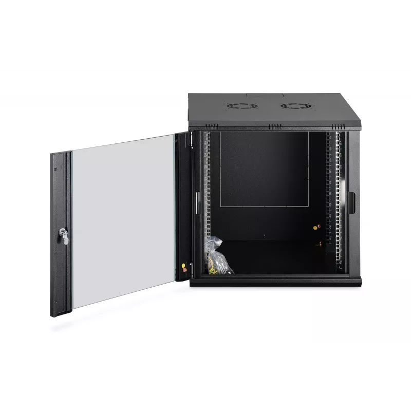 Wandmontiertes Netzwerkgehäuse DIGITUS Dynamic-N DN-37111 — 12U, 600 x 600 mm, IP20, Schlüsselschloss