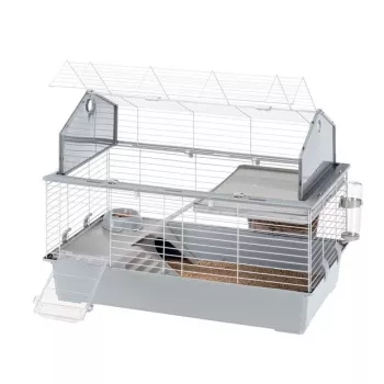 Käfig Ferplast Barn 100 für Kaninchen und Meerschweinchen, Metall/Kunststoff, 960×570×730 mm, taupe/weiß